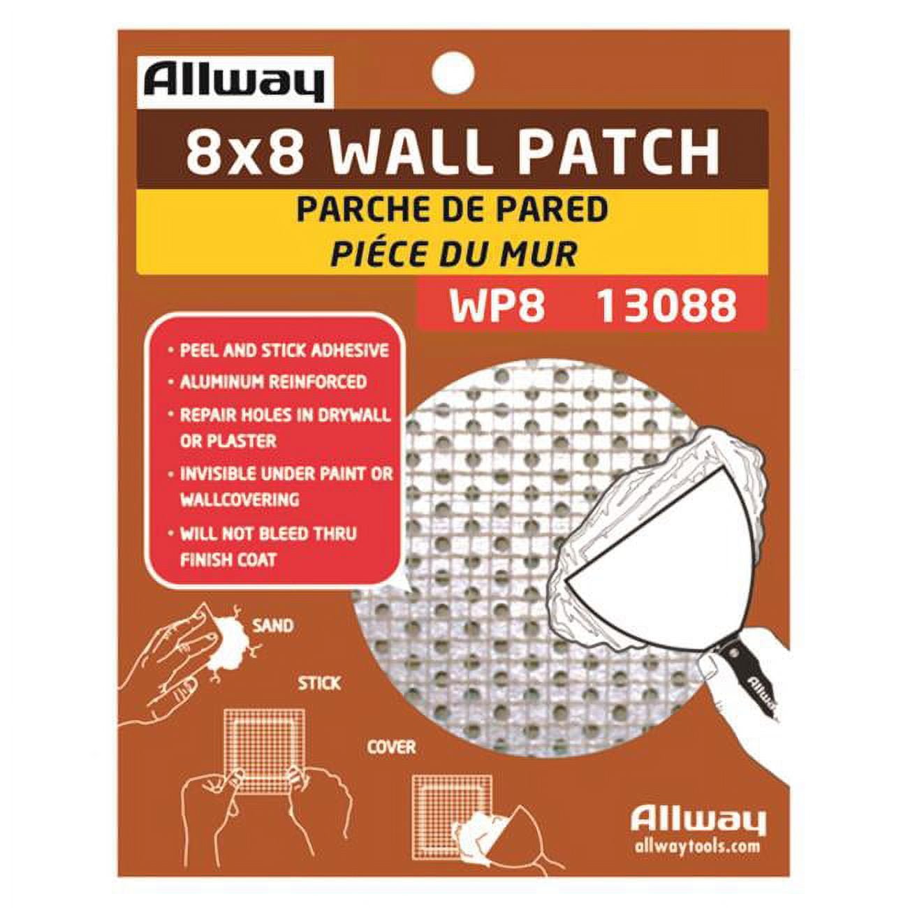 1666536 8 X 8 In. Fiberglass White Self Adhesive Drywall Mesh Patch, Pack Of 10