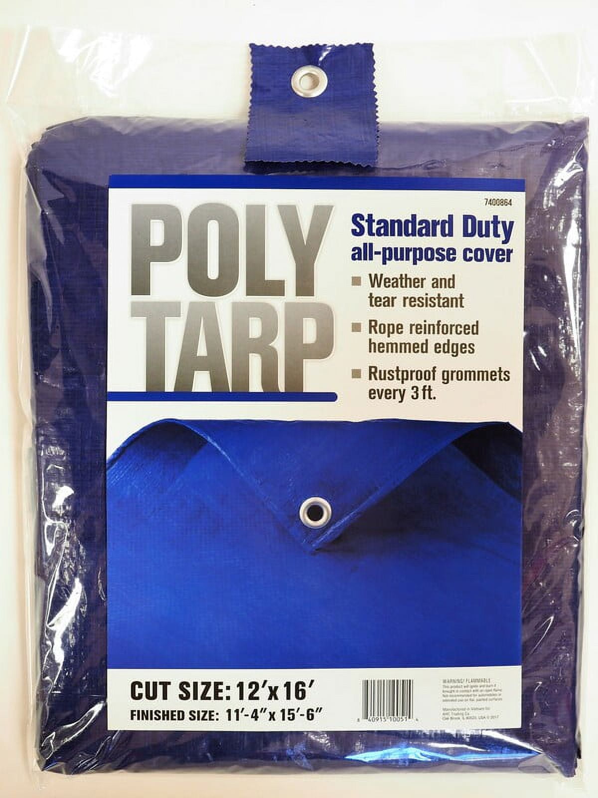 7400864 16 X 12 Ft. Light Duty Polyethylene Tarp, Blue