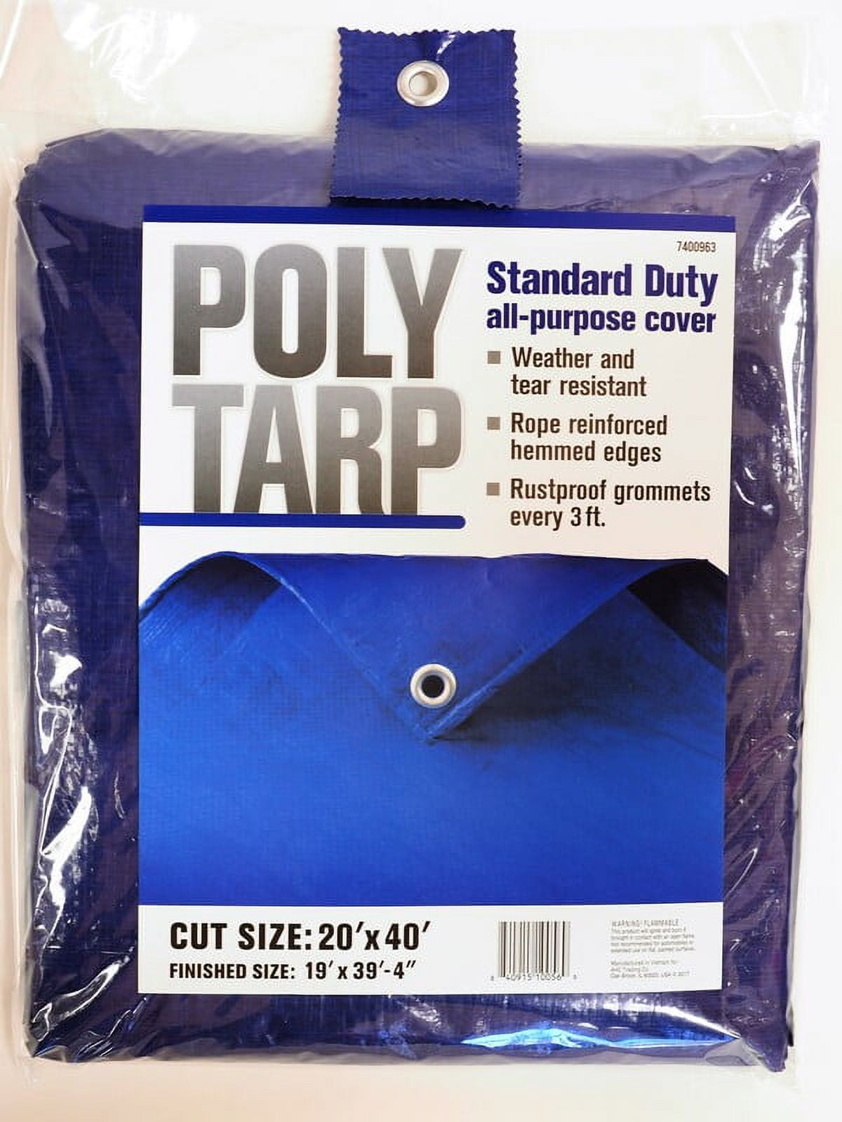 7400963 20 X 40 Ft. Light Duty Polyethylene Tarp, Blue