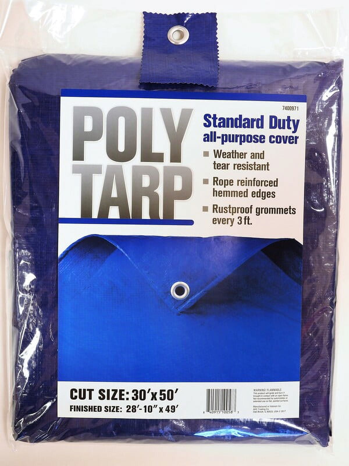7400971 30 X 50 Ft. Light Duty Polyethylene Tarp, Blue
