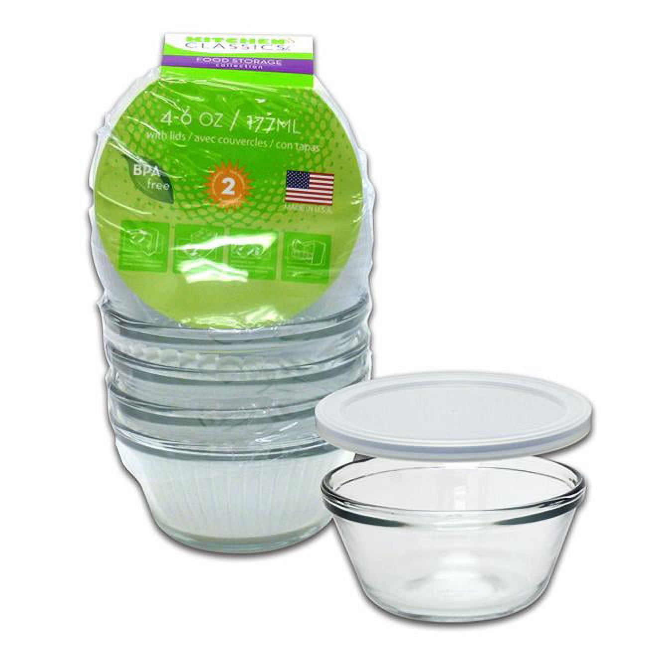 6565410 6 Oz Food Storage Container Set, Clear - 4 Per Pack, Pack Of 4