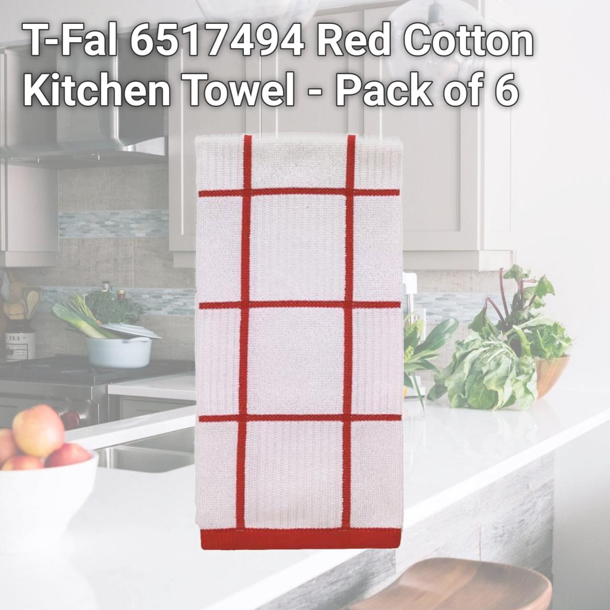 Picture of T-Fal 6517494 Red Cotton Kitchen Towel - Pack of 6
