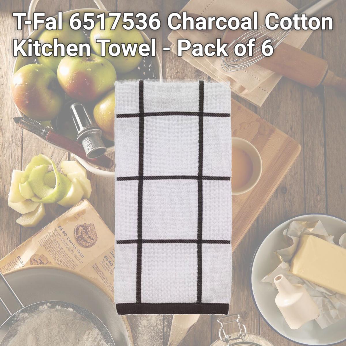 Picture of T-Fal 6517536 Charcoal Cotton Kitchen Towel - Pack of 6