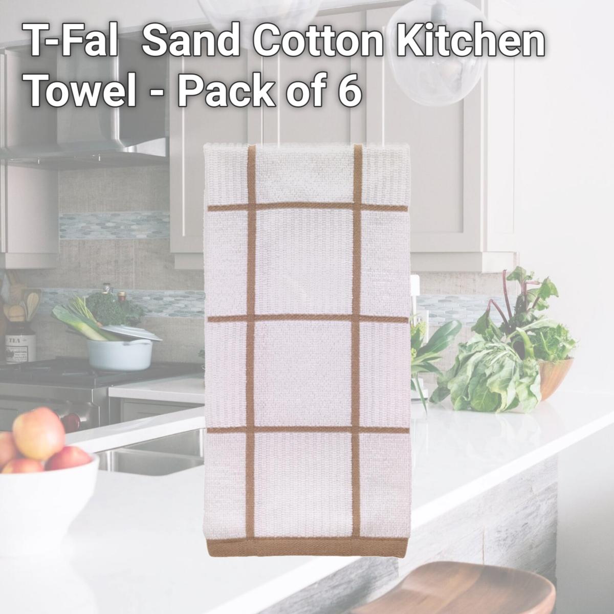 Picture of T-Fal 6517106 Sand Cotton Kitchen Towel - Pack of 6