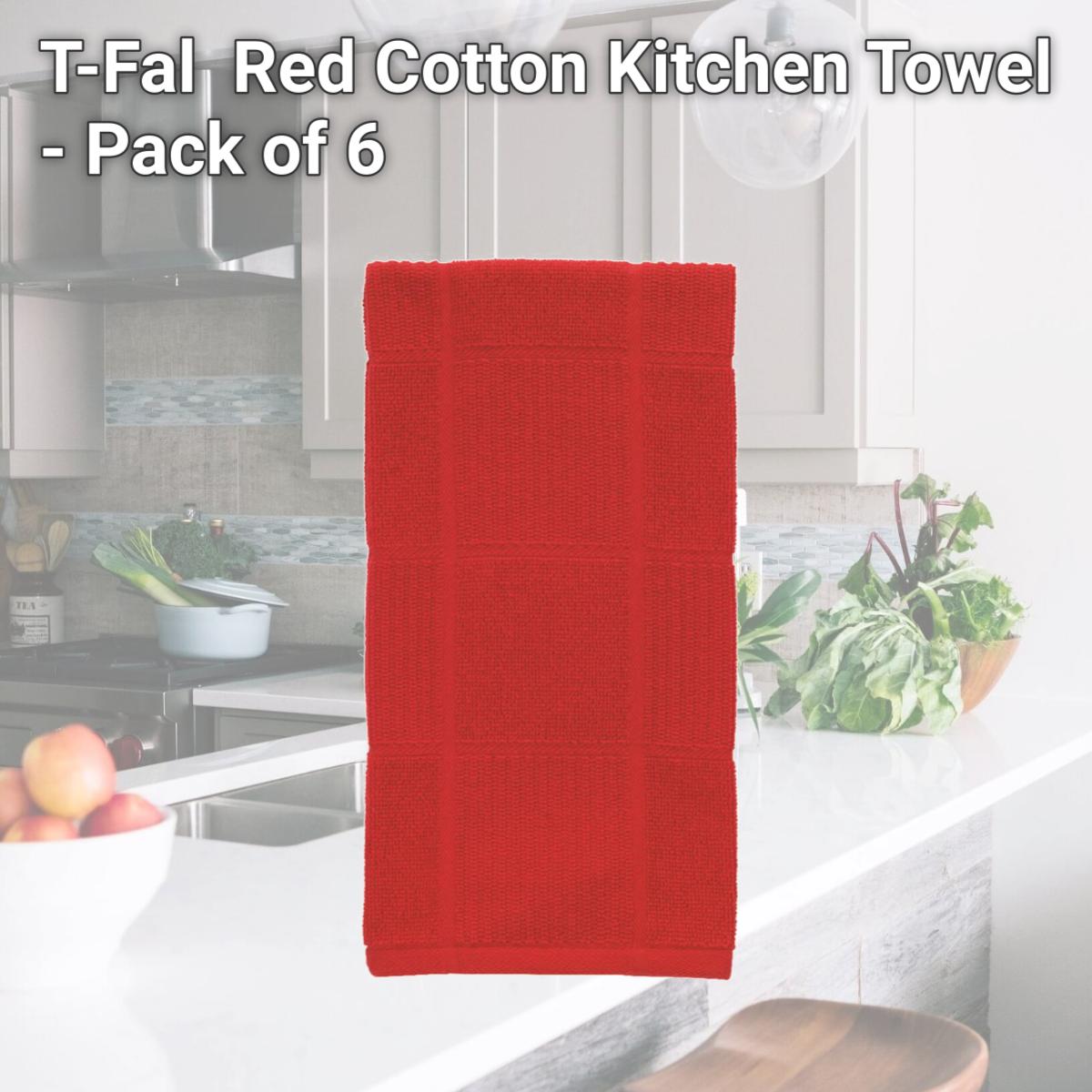Picture of T-Fal 6517387 Red Cotton Kitchen Towel - Pack of 6