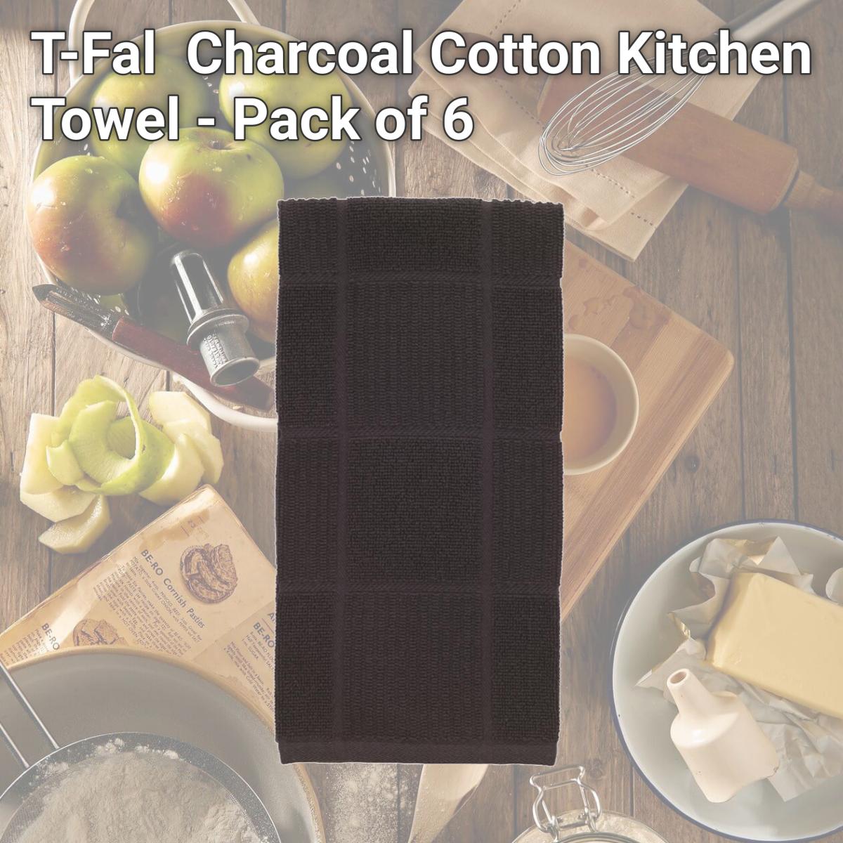 Picture of T-Fal 6515902 Charcoal Cotton Kitchen Towel - Pack of 6