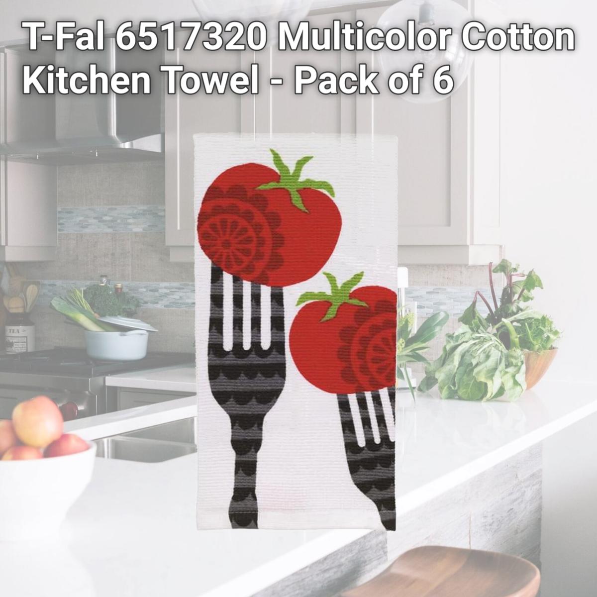 Picture of T-Fal 6517320 Multicolor Cotton Kitchen Towel - Pack of 6