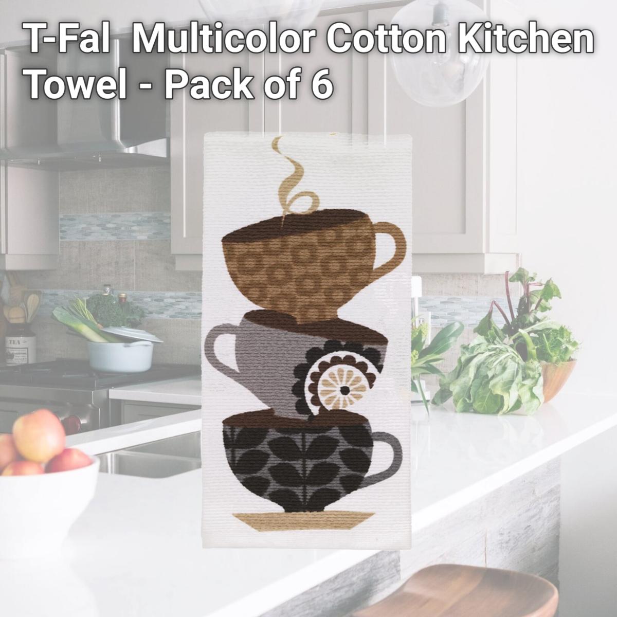 Picture of T-Fal 6515837 Multicolor Cotton Kitchen Towel - Pack of 6