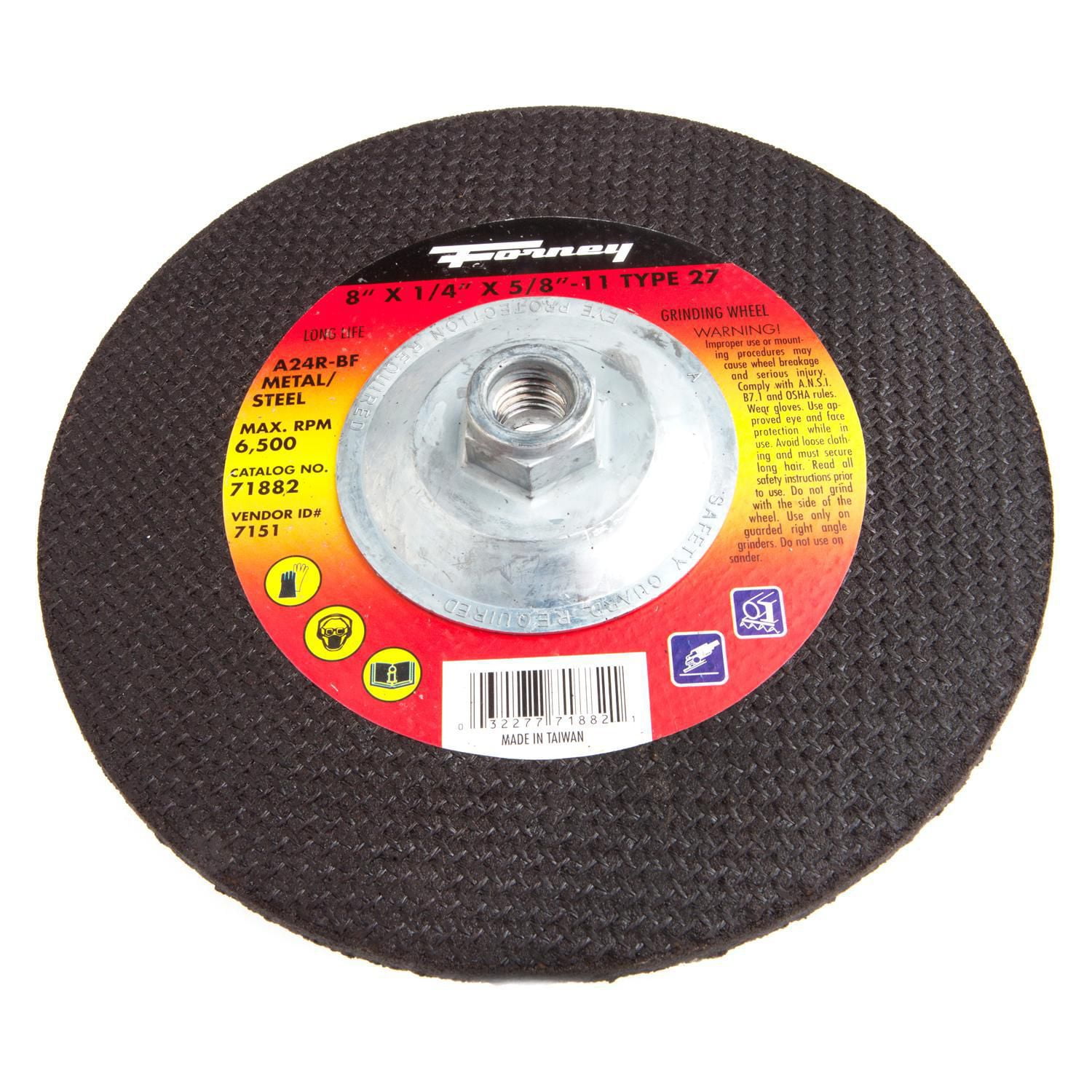2407567 8 In. Dia. X 0.25 In. Thick Aluminum Oxide Metal Grinding Wheel, 6500 Rpm