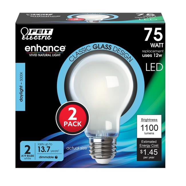 3933173 75 Watt Equivalence Enhance 12 Watt 1100 Lumen A19 A-line Filament Led Bulb, Daylight - Pack Of 2