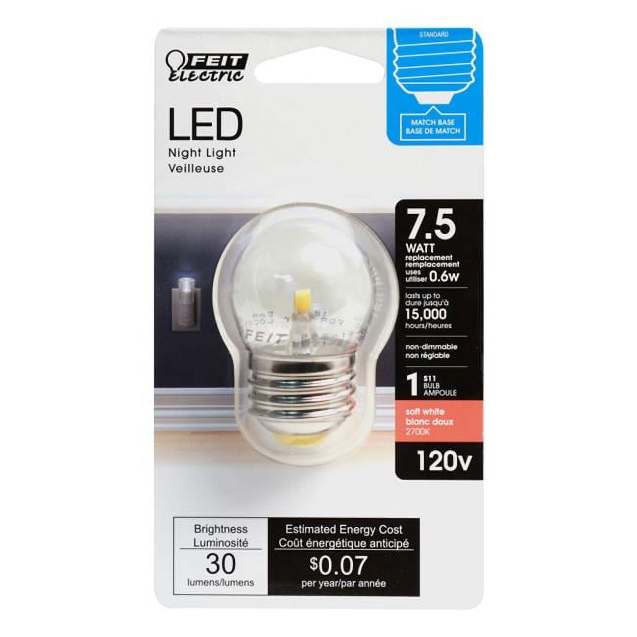 3935194 7.5 Watt Equivalence 0.6 Watt 30 Lumen S11 Nightlight Led Bulb, Soft White
