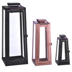 Paradise Lighting 8015881 Glass & Metal Flameless Lantern, Assorted Colors - Pack Of 3
