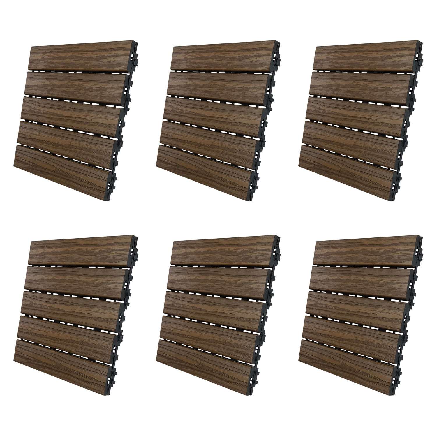 5011914 6 Sq. Ft. 12 X 12 In. Walnut Composite Balcony & Deck Tiles - Pack Of 6