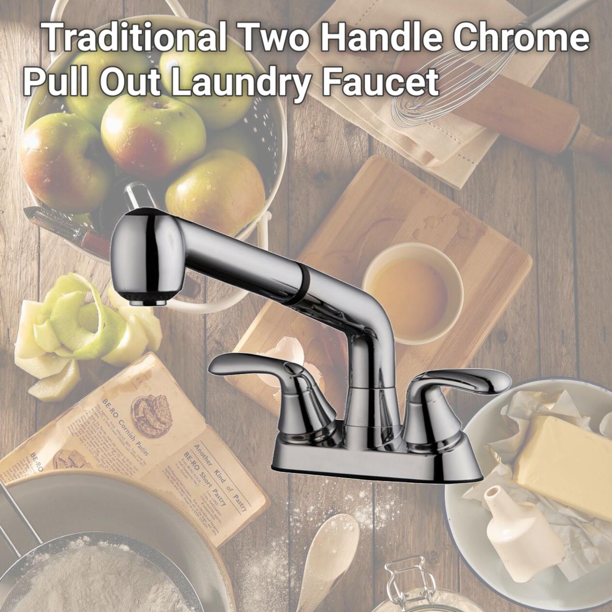 Picture of Home Plus 4909743 Traditional Two Handle Chrome Pull Out Laundry Faucet