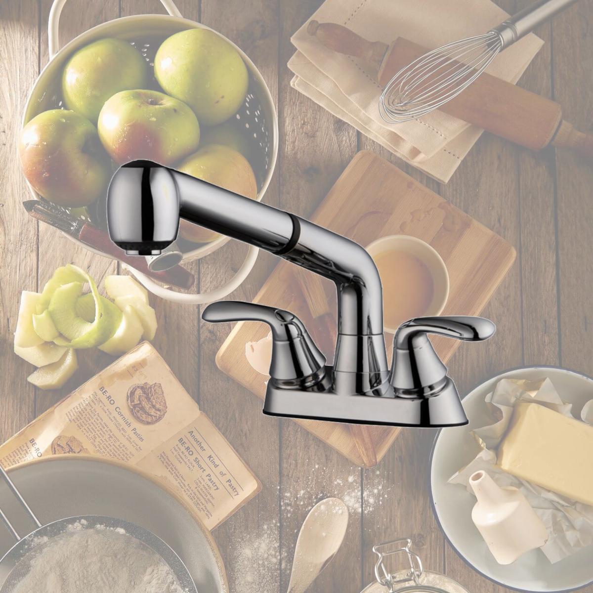 Picture of Home Plus 4909743 Traditional Two Handle Chrome Pull Out Laundry Faucet