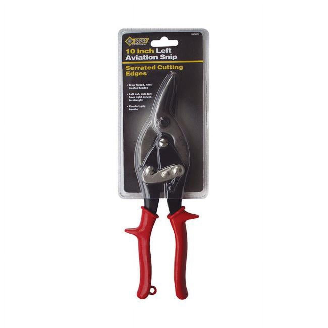 2796589 10 In. Chrome Alloy Steel Left Serrated Aviation Snips, Red