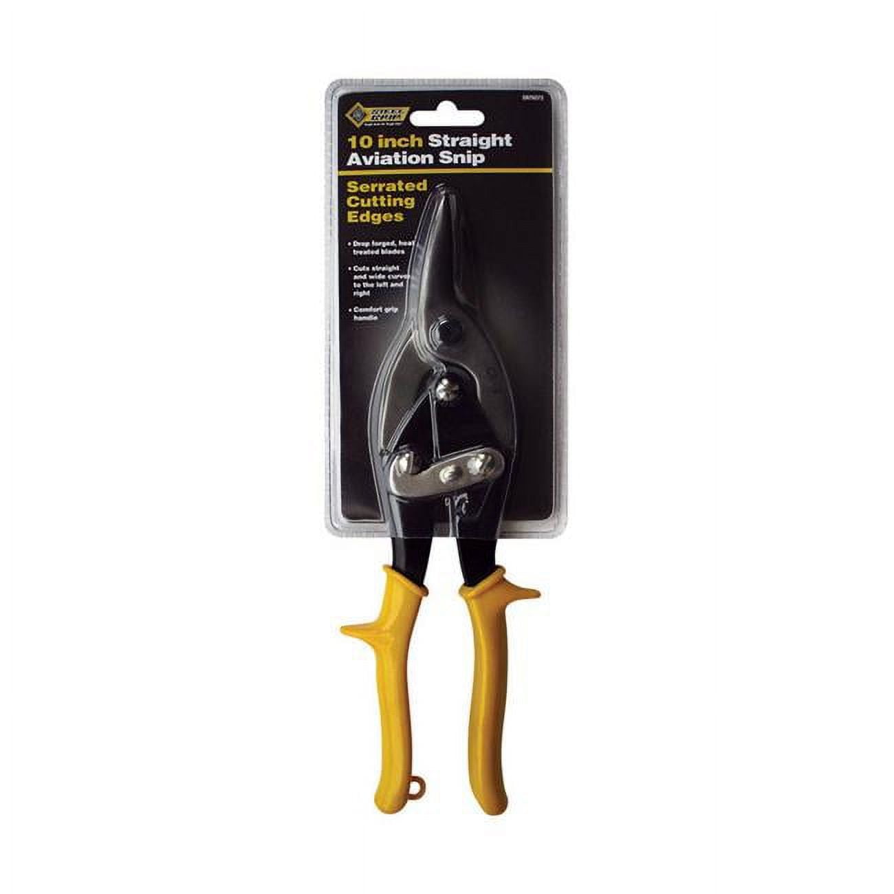 2796597 10 In. Chrome Alloy Steel Straight Serrated Aviation Snips, Yellow