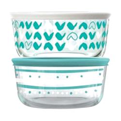 6879902 4 Cups Food Storage Container Set - Clear, Turquoise & White - 2 Per Pack & Pack Of 4