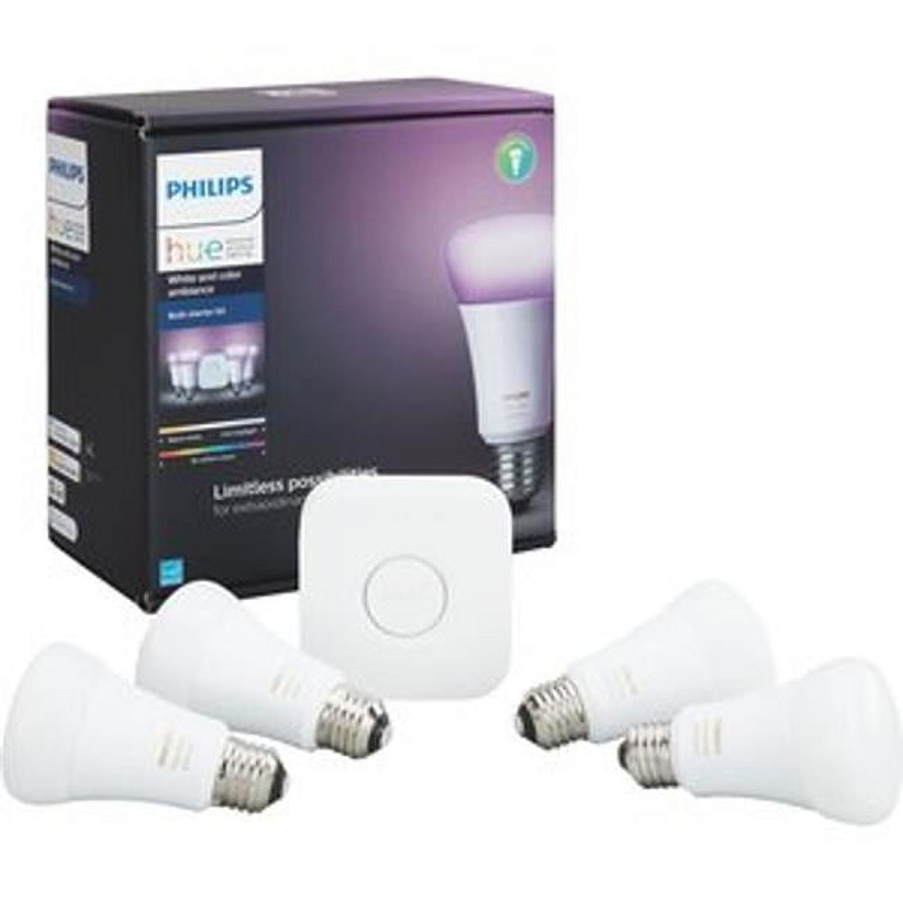 3000786 10 Watt & 800 Lumen A19 Hue A-line Led Smart Bulb Starter Kit - Soft White, Pack Of 4