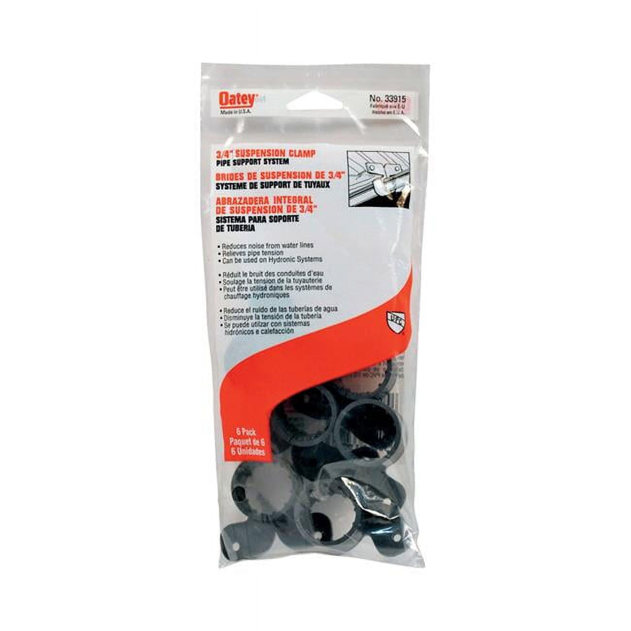 UPC 380753339153 product image for 4694923 Polypropylene Suspension Pipe Clamps - Gray, Pack of 6 | upcitemdb.com