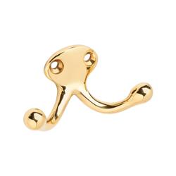 Ives 5988043 1.19 In. Small Bright Brass Double Garment Hook - 35 Lbs