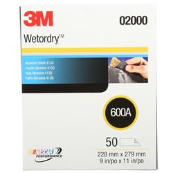 1002858 11 X 9 In. Wetordry 600 Grit Very Fine Silicon Carbide Sanding Sheet - Pack Of 50