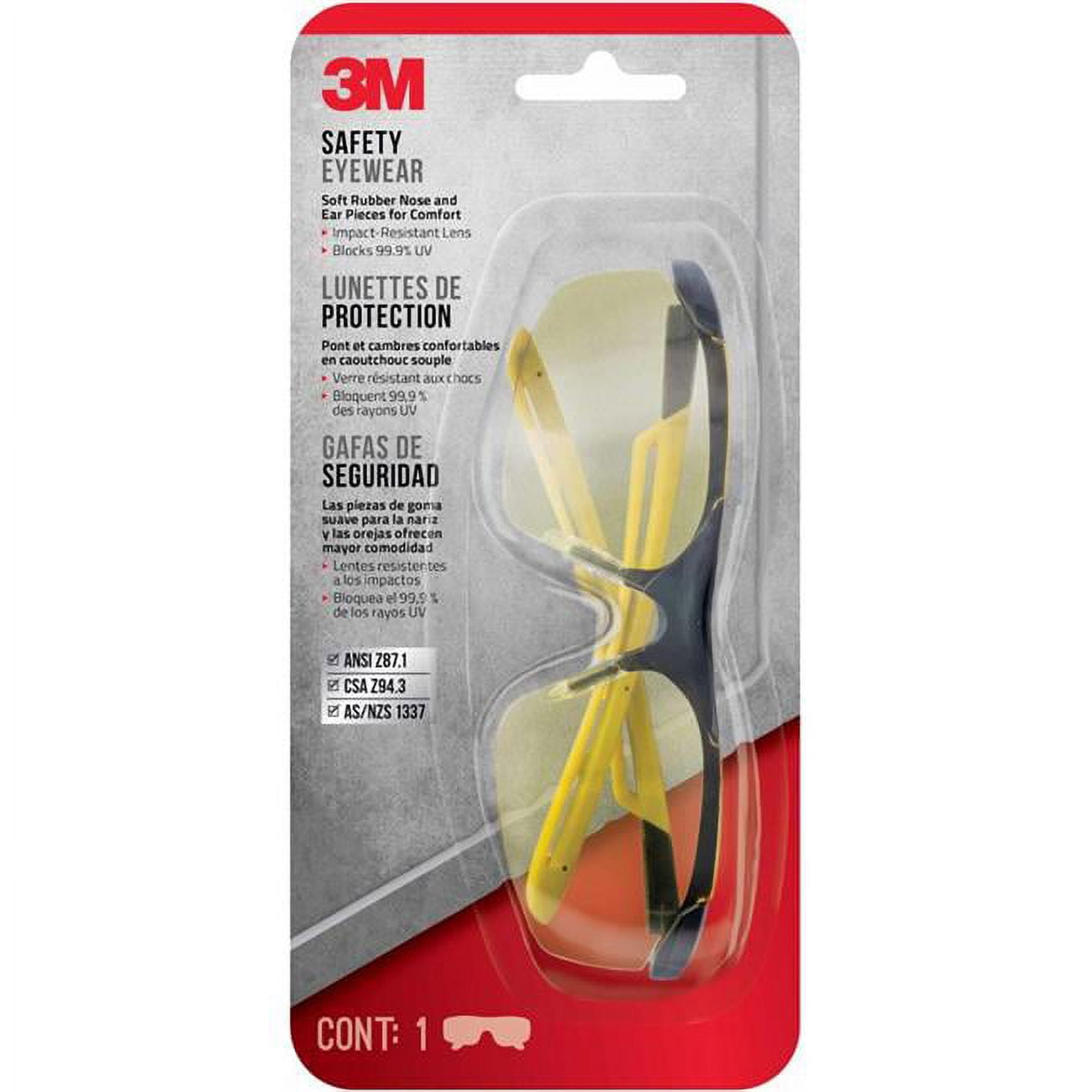 2001732 Anti-fog Impact-resistant Safety Glasses, Black & Yellow Frame & Amber Lens