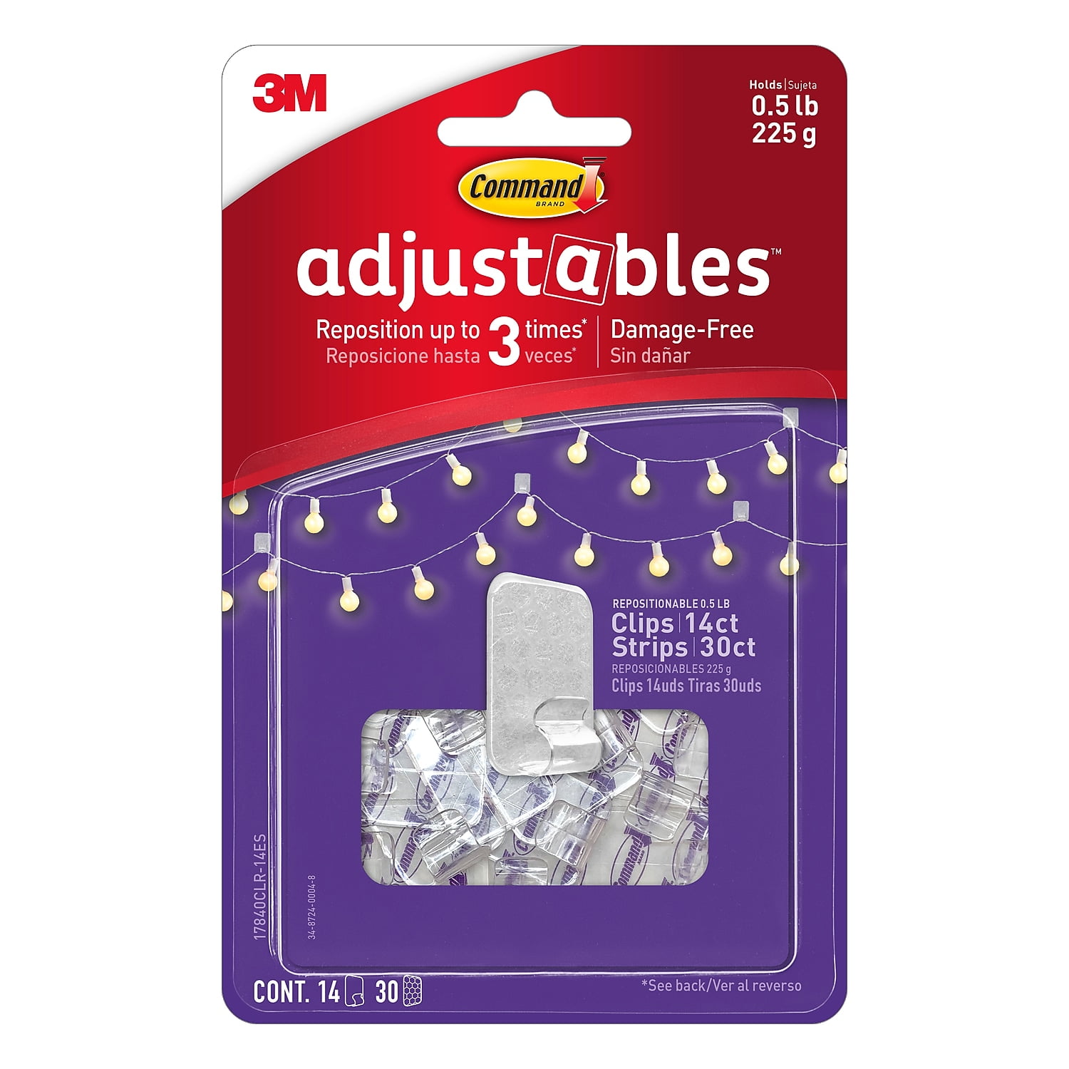 5018669 6.75 In. Plastic Adjustable Small Brushed Hook, Clear - 0.5 Lbs - Pack Of 14
