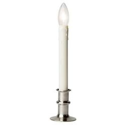9017059 Battery Operated Taper Flameless Flickering Candle, Ivory - Brushed Nickel