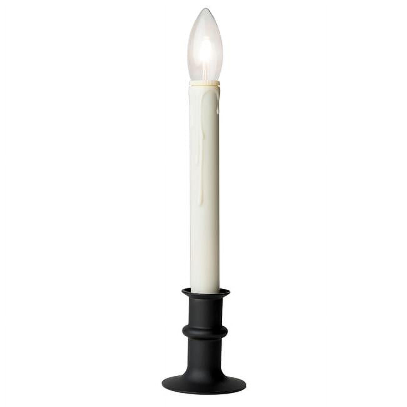 9017069 Battery Operated Taper Flameless Flickering Candle, Ivory - Black Onyx
