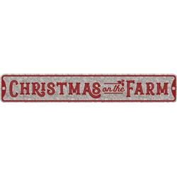 9015912 Metal Christmas On The Farm Sign, Gray & Red - Case Of 4