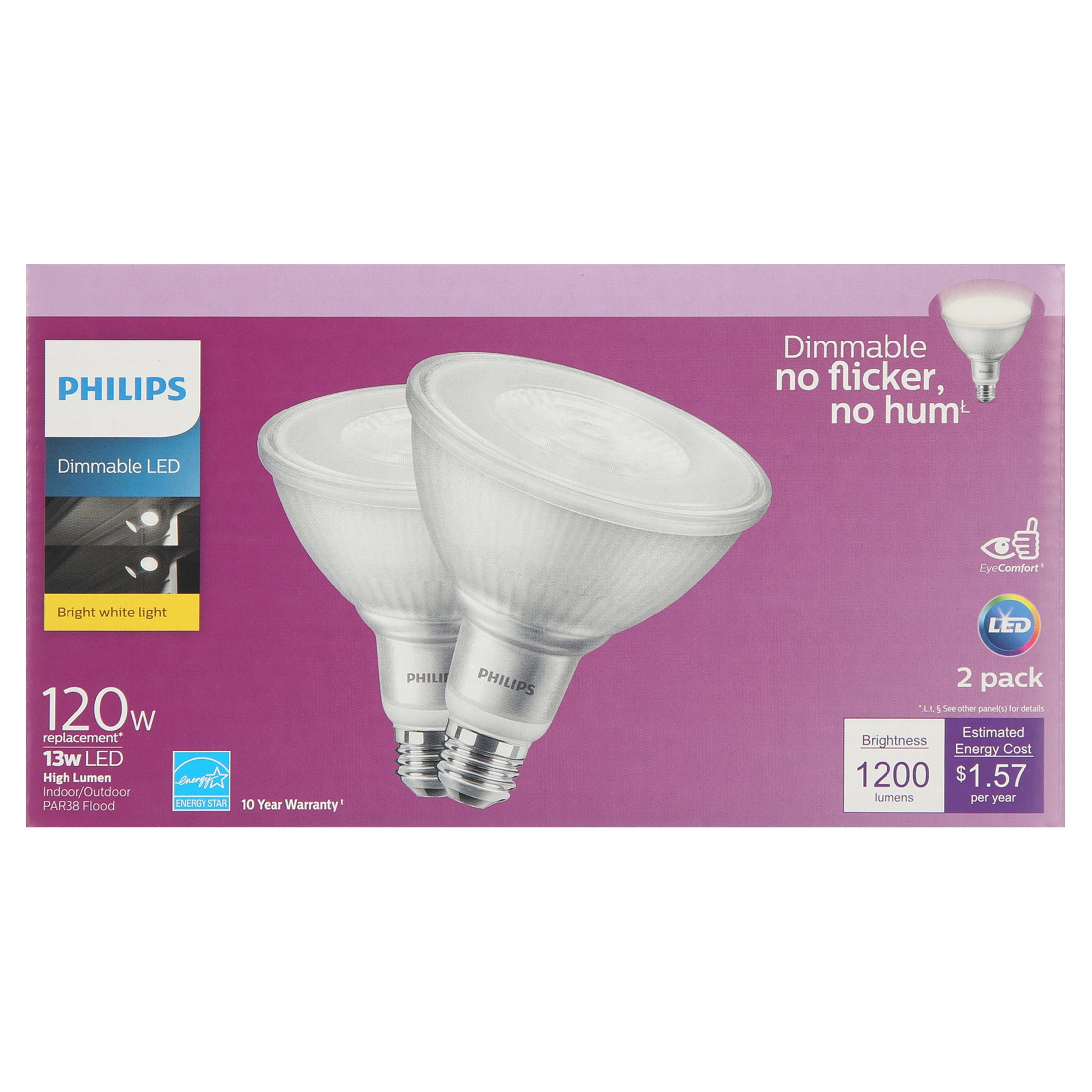 3001900 120 Watt Equivalence Par38 E26 Medium Led Floodlight Bulb, Bright White - Pack Of 2