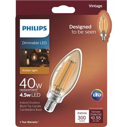 3001870 40 Watt Equivalence B11 E12 Candelabra Led Bulb, Amber Warm White