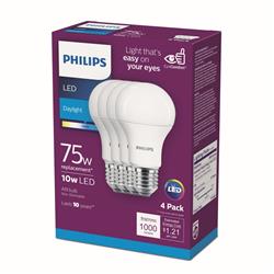 3001867 75 Watt Equivalence A19 E26 Medium Led Bulb, Daylight - Pack Of 4