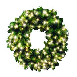 9349382 36 In. Dia. Prelit Green Wreath, Warm White