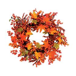 9451121 22 X 22 In. Berry & Leaf Wreath Fall Decoration - Case Of 3