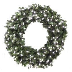 9461427 48 In. Dia. Prelit Green Led Decorated Wreath, Pure White