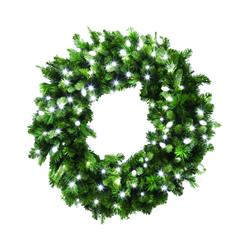9461435 36 In. Dia. Prelit Green Led Decorated Wreath, Pure White