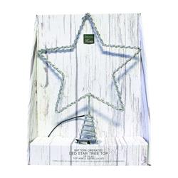 9736851 10 In. Metal Microdot Led Star Tree Topper, Silver