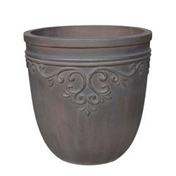 7507577 14.5 X 14 In. Grc Cement Round Midrise Planter, Brown