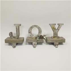 9016012 Mdf Joy Stocking Holders, Gray & White - 3 Piece - Case Of 2