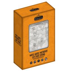 9016127 White Ghost Lighted Halloween Lights, Warm White - 25 Lights Led - Case Of 6