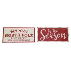 9016194 7 In. Metal North Pole Post Office & Tis The Season Wall Decor, Red & White - Case Of 4