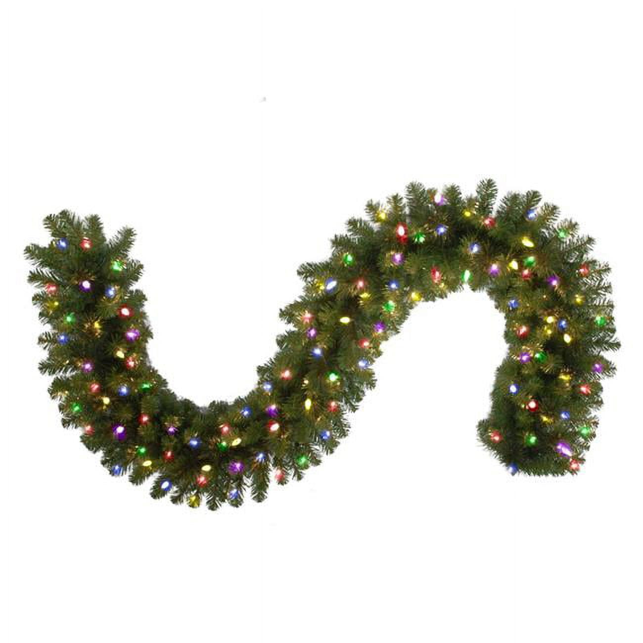 9016954 9 Ft. Mixed Pine Prelit Green Pine Garland, Multi Color - Case Of 4