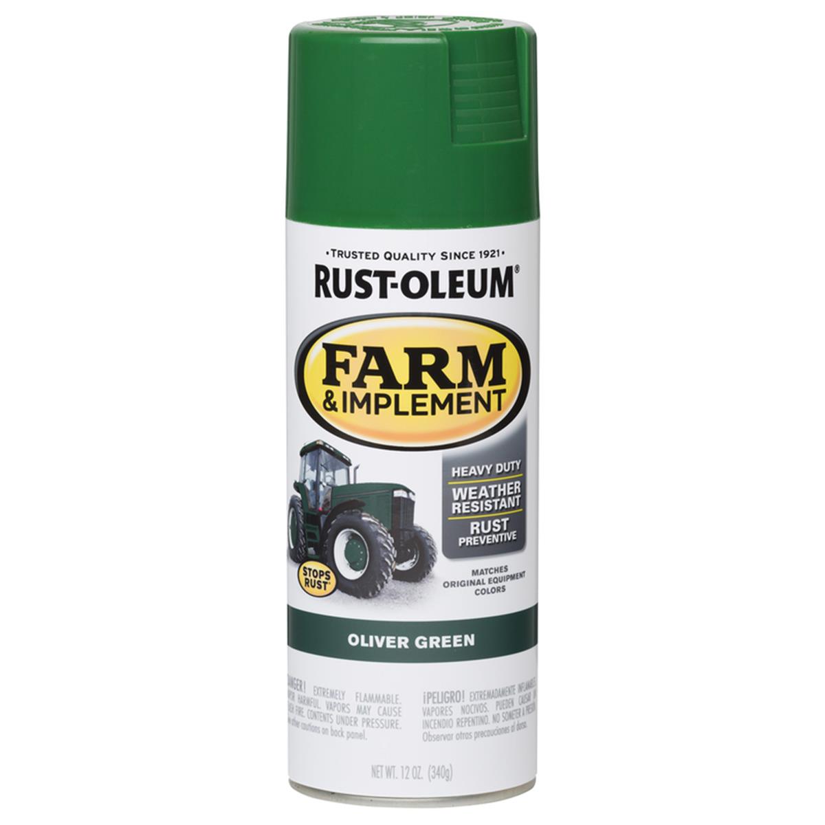 1001976 12 Oz Farm & Implement Gloss Oliver Spray Paint, Green - Case Of 6