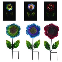 8016076 18 In. Iron Secret Flower Solar Garden Stake, Assorted Color - Case Of 12