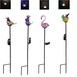8016080 31 In. Glass Bird Solar Garden Stake, Assorted Color - Case Of 8