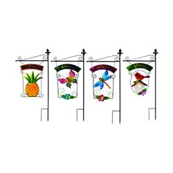 8016081 32.28 In. Glass & Iron Welcome Post Outdoor Garden Stake, Assorted Color - Case Of 8