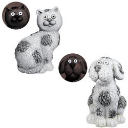Alpine 8015839 14.25 In. Polyresin Solar Cat & Dog Statutory, Assorted Color - Case Of 2
