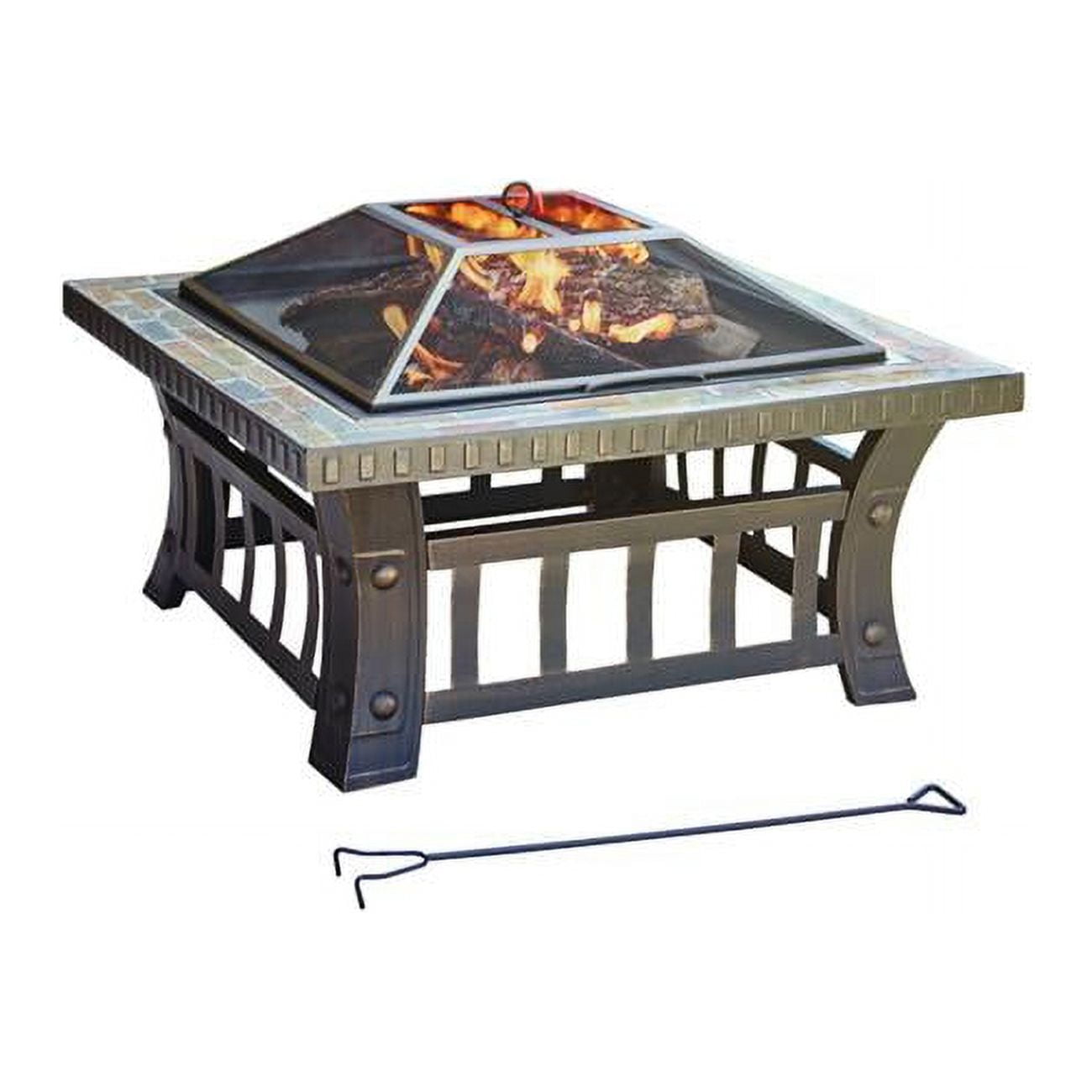 4903852 Steel Square Wood Fire Pit - 20 X 30 X 30 In.